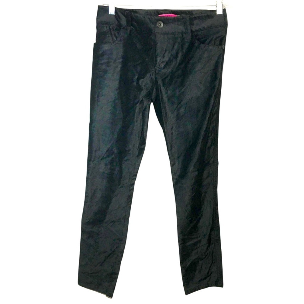 Alice+Olivia Black Velvet Stretch Black Pants